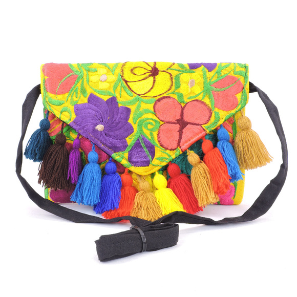 Handmade Boho Crossbody Purse Tassel Embroidered - Picture 3 of 3